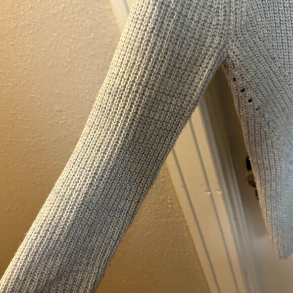 Harper Heritage Blue and White Knit Sweater with Tie Down the Back-Size Large - Picture 5 of 5